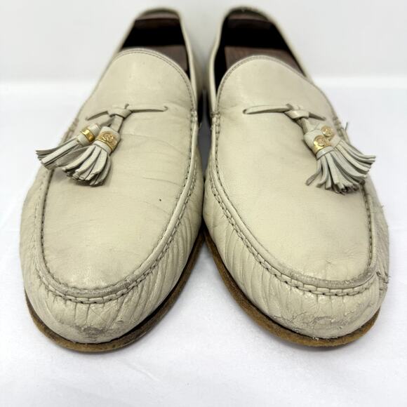 Gucci Men’s Leather Tassel Loafers 45.5C (US 12.5) Ivory Vintage Made in Italy - Picture 9 of 11